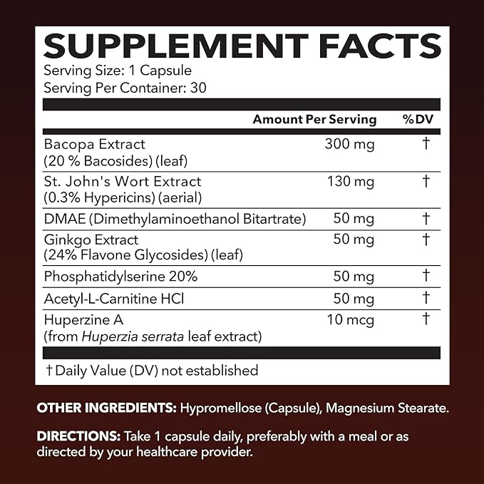 NeuroIgnite Brain Supplements for Memory and Focus Support with St Johns Wort & Ginkgo Biloba - Nootropics Brain Support Supplement - Cognitive & Memory Supplement for Brain Health - 1 Month Supply
