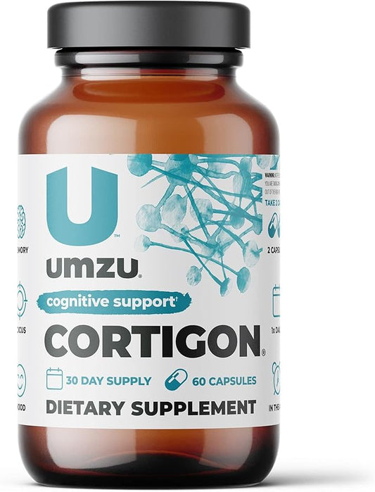 UMZU CORTIGON Cortisol Manager Supplement | Natural Stress Support Complex with Ginkgo Biloba, Phosphatidylserine, B Vitamins | Memory, Focus & Mood Aid (30 Day Supply | 60 Capsules)