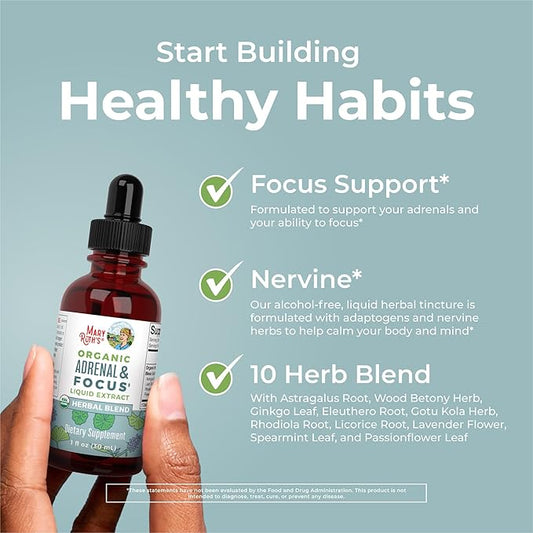 USDA Organic Nootropic Focus Supplement with Ginkgo Biloba - Brain, Memory and Adrenal Support
